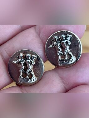 Vintage SWANK Inc. Gemini Zodiac Cufflinks Gold/Silver Tone Figural Twins 1970s